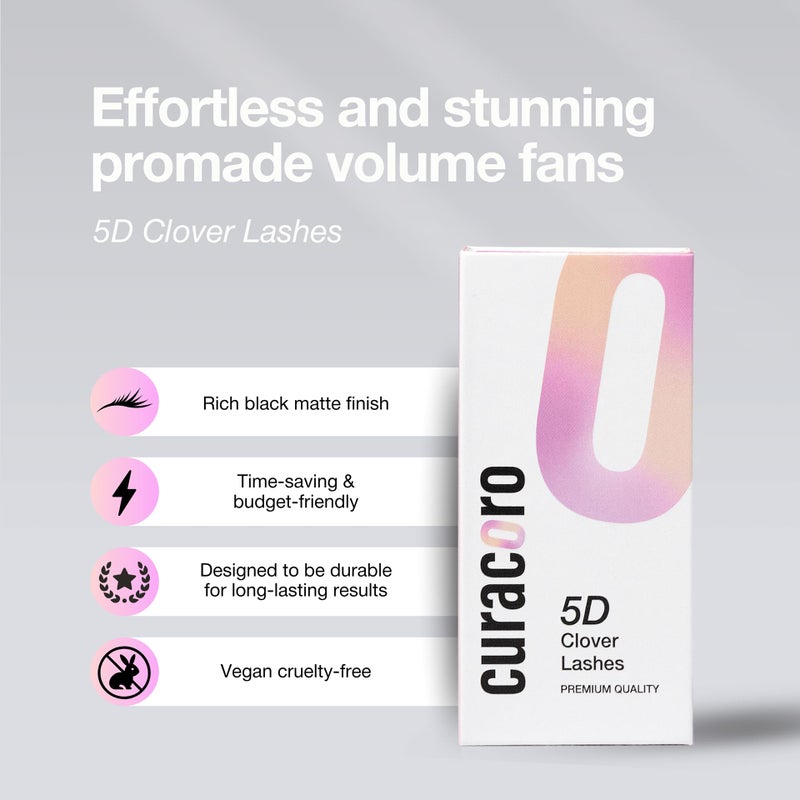 Curacoro 5D W-Shaped Clover Eyelashes Extension | 0.07mm Thickness | C/CC/D Curl | 8mm-15mm Mixed & Single Length | Individual Eyelash Extensions | Easy Application & Long Lasting (0.07 D, 8mm-15mm) - Image 3